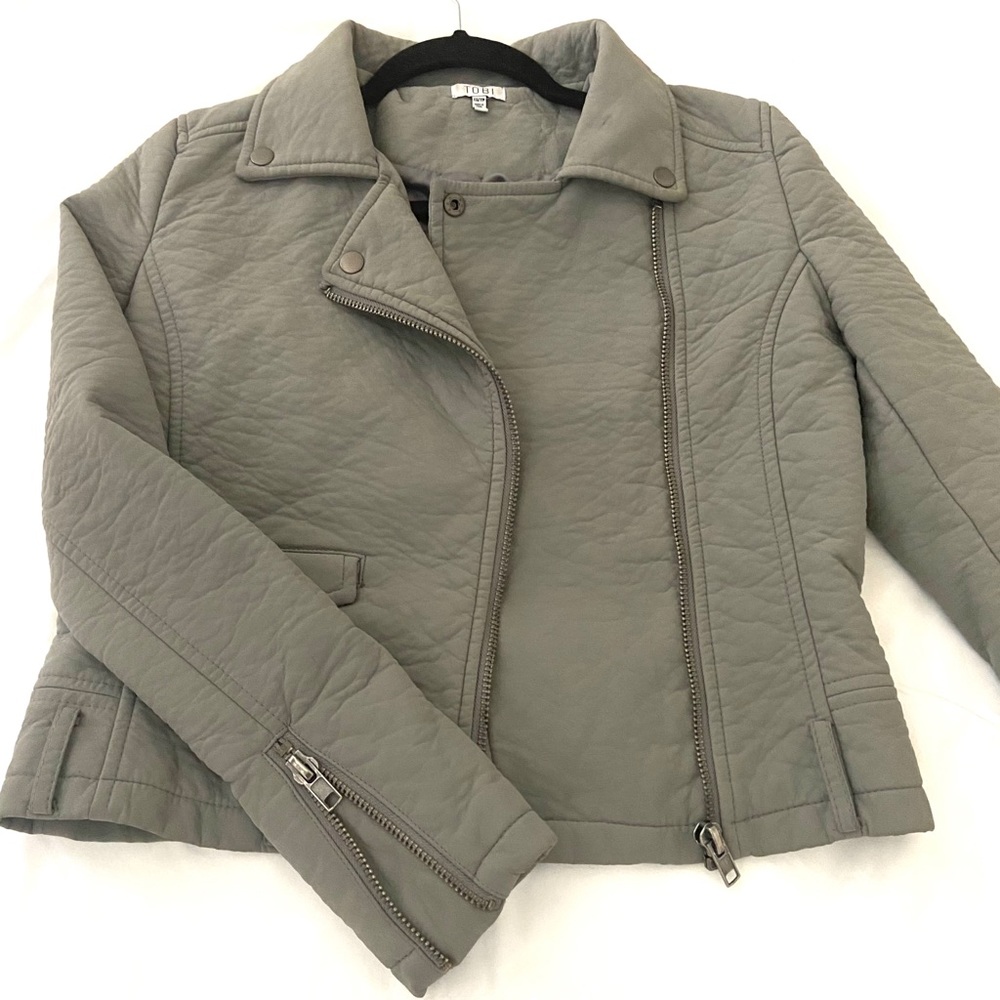 TOBI Faux Leather Gray Jacket Size XS